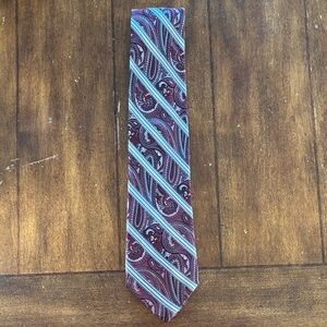 Pronto Uomo Burgundy and Sky Blue Paisley Tie